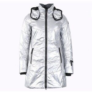 NEW BOGNER FIRE & ICE IRMA PUFFER JACKET!  US 4 EU 34  XS  METALLIC SILVER PARKA